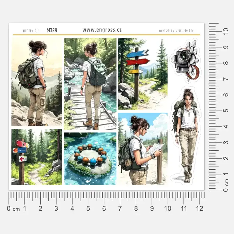 Samolepky do diáře: Horská túra s Miou – Dekorativní boxy do diáře, deníku, na bullet i scrapbooking.