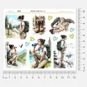 Samolepky do diáře: Horská túra s Miou – Jemný Pencil Sketch styl pro diář, deník, bullet i scrapbooking.