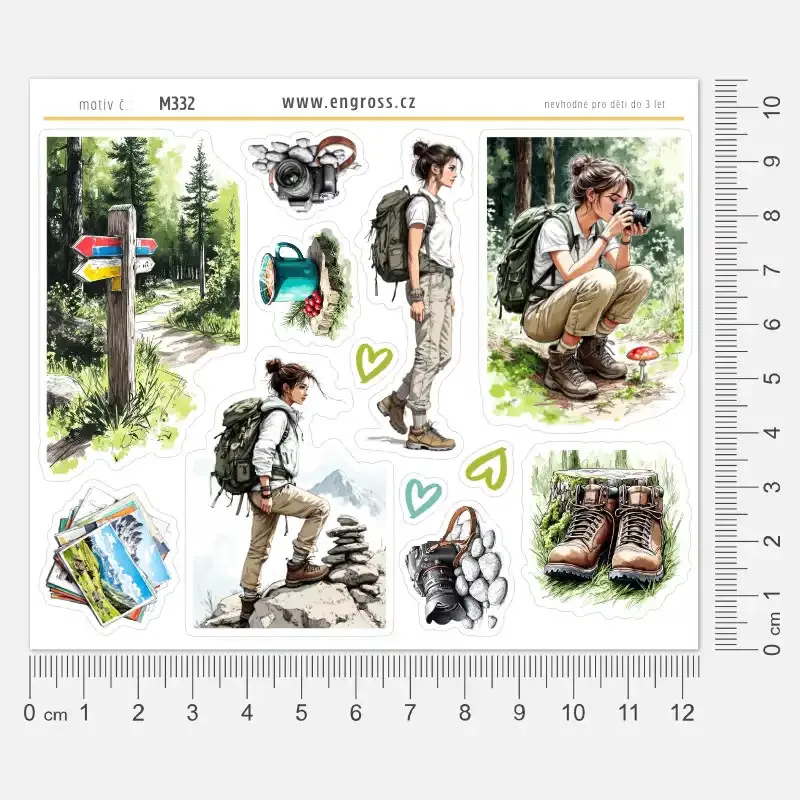 Samolepky do diáře: Horská túra s Miou – Cesta za dobrodružstvím. Navrhujeme a vyrábíme v ČR.