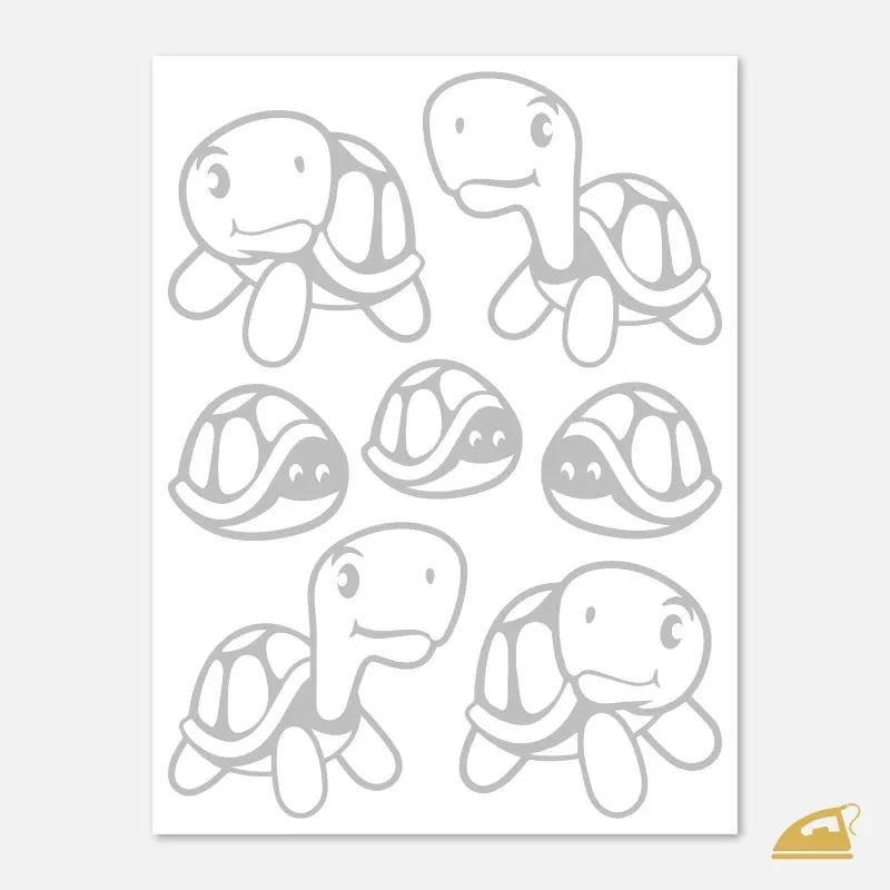 Reflexní nažehlovačka Želva – sada 7 ks bezpečnostních obrázků na dětské oblečení a batohy.