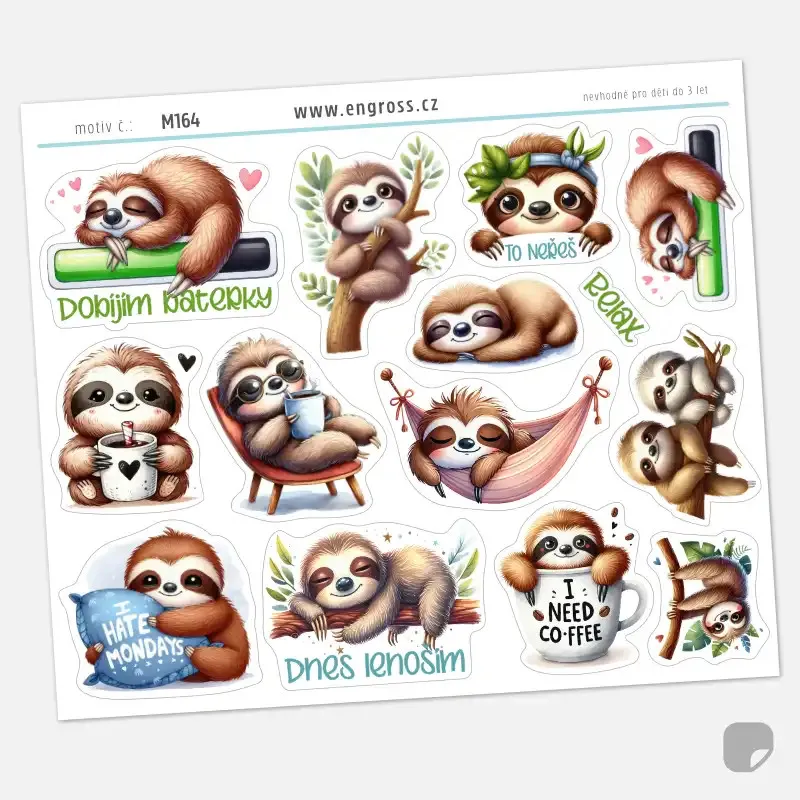 Samolepky lenošící lenochodi.