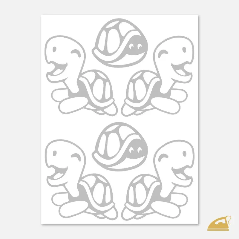 Reflexní nažehlovačky Veselé želvy – sada 6 ks bezpečnostních prvků na dětské bundy a batohy.