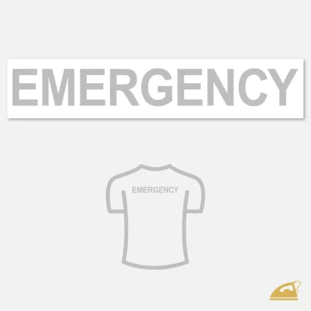 Reflexní nažehlovačka EMERGENCY na záda – velký bezpečnostní nápis na záchranářské oděvy a bundy.