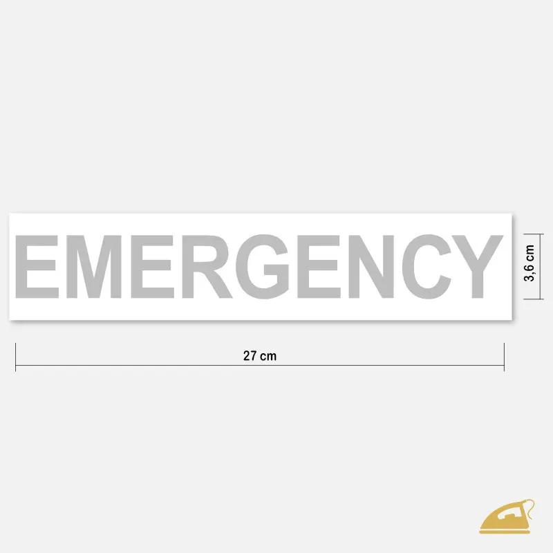 Reflexní nažehlovačka EMERGENCY na záda – snadné nažehlení žehličkou.