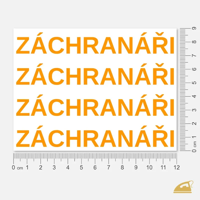 Neonový nažehlovací nápis ZÁCHRANÁŘI – snadné nažehlení žehličkou.