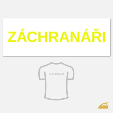 Velký neonový nažehlovací nápis ZÁCHRANÁŘI na záda – výroba ČR.