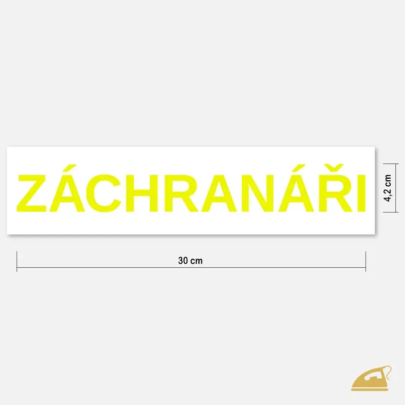 Velký neonový nažehlovací nápis ZÁCHRANÁŘI na záda – snadné nažehlení na textil.