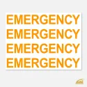 Neonový nažehlovací nápis EMERGENCY – sada 4 ks (žlutá/oranžová).