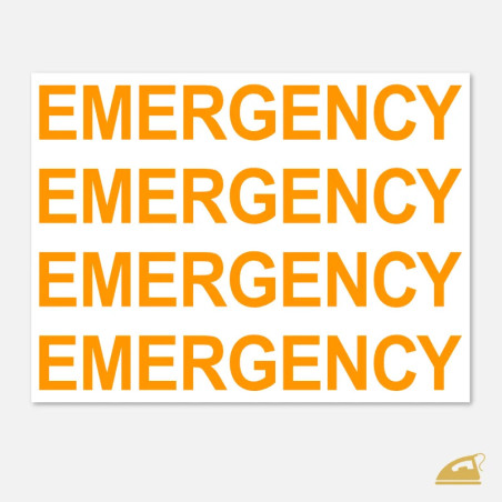 Neonový nažehlovací nápis EMERGENCY – sada 4 ks (žlutá/oranžová).