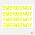 Neonový nažehlovací nápis EMERGENCY – sada 4 ks pro výrazné značení a denní viditelnost.