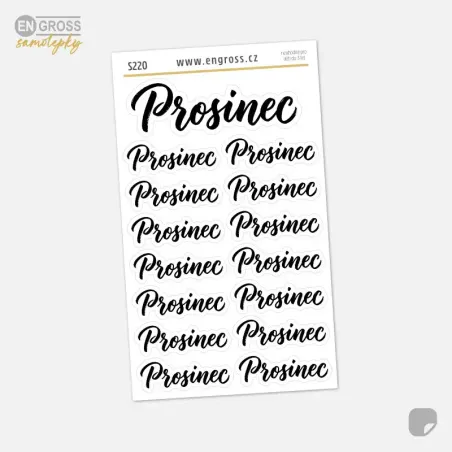Samolepky do diáře: Kaligrafický nápis Prosinec – Set 15 ks pro bullet journal.