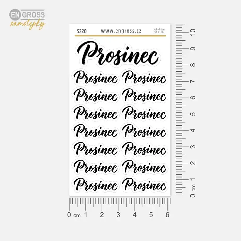Samolepky do diáře: Kaligrafický nápis Prosinec – Set 15 ks pro radost z plánování.