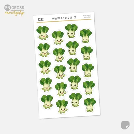 Samolepky do diáře: Pak-čoj emoce – 20 ks mini kawaii samolepek z kolekce Frutíci.