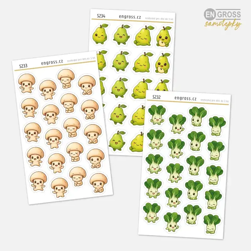Samolepky do diáře, kolekce Frutíci - kawaii mini samolepky pro veselý diář.