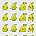 Samolepky do diáře: Hruška emoce – 20 ks mini kawaii nálepek i do těch nejmenších diářů.