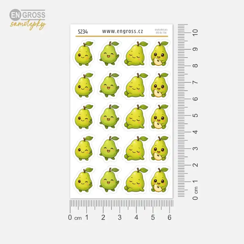 Samolepky do diáře: Hruška emoce – 20 ks mini nálepek se snadným vylupováním.