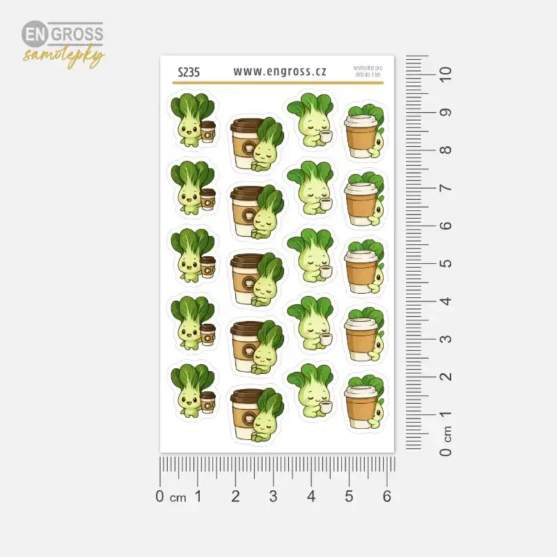 Samolepky do diáře: Pak-čoj a káva – 20 ks mini nálepek do malých diářů.