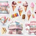Samolepky do diáře: Zmrzlinový stánek – 19 ks nálepek - od malých po velké.