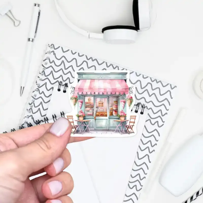 Watercolor samolepka Zmrzlinový stánek.