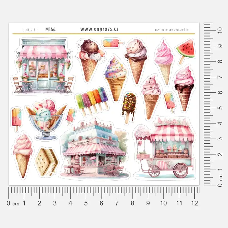 Samolepky do diáře: Zmrzlinový stánek – samolepky vyráběné v ČR.