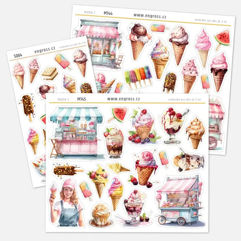 Sada watercolor samolepek pro plánování - Zmrzliny.