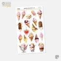 Samolepky do diáře: Zmrzliny – 19 ks mini watercolor nálepek na léto.