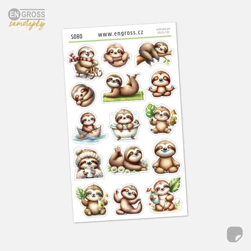 Roztomilé samolepky lenochodů.