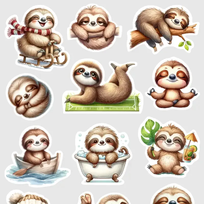 Roztomilé samolepky lenochodů.