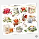 Samolepky do diáře: Bylinkový čaj – Šípkový, 13 ks watercolor ilustrací.