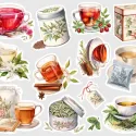 Samolepky do diáře: Bylinkový čaj – Šípkový, ideální pro diář, deník, bullet i scrapbooking.