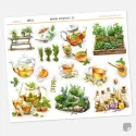 Samolepky do diáře: Bylinkový čaj – Mátový, 15 watercolor ilustrací s mátou a medem.