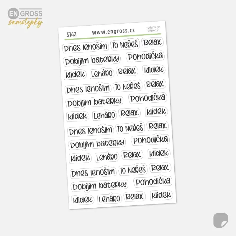 Textové samolepky – relax a lenošení | ENGROSS