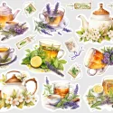 Samolepky do diáře: Bylinkový čaj – Jasmín a šalvěj, nálepky pro diář, deník, bullet i scrapbooking.