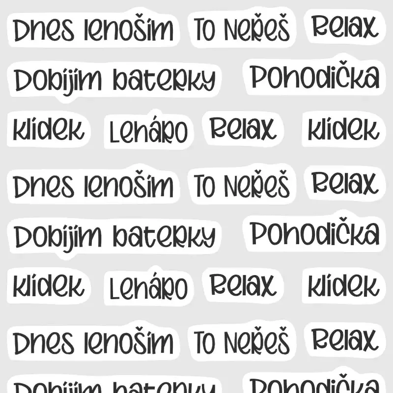 Textové samolepky – relax a lenošení | ENGROSS
