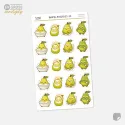 Samolepky do diáře: Hruška a péče o sebe – 20 ks mini kawaii samolepek z kolekce Frutíci.