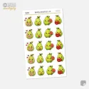 Samolepky do diáře: Zamilovaná hruška – 20 ks mini kawaii samolepek z kolekce Frutíci.