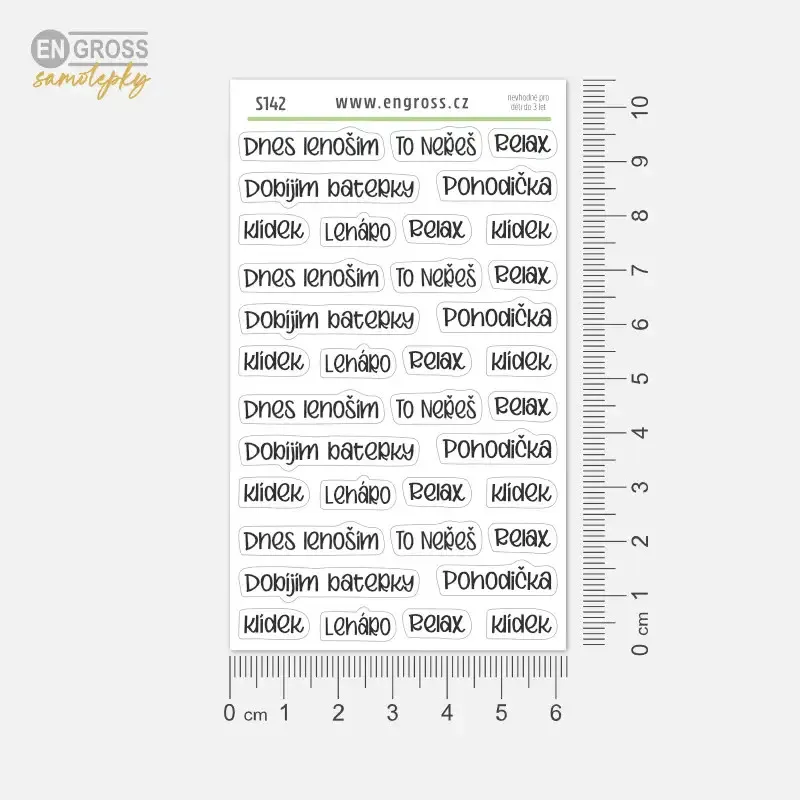 Textové samolepky – relax a lenošení | ENGROSS