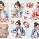 Samolepky do diáře Mia: Sladké donuty – aneb, Mia hodila starosti o kalorie za hlavu.