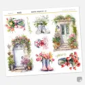 Samolepky do diáře: Jarní zápraží – 9 ks watercolor nálepek (Květiny a dekorace).