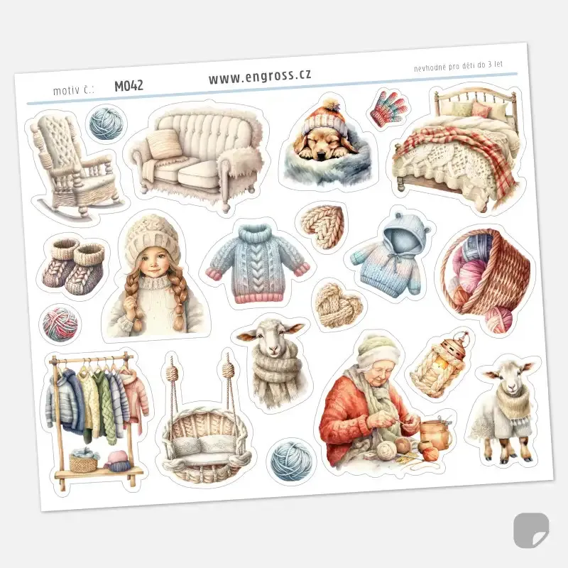 Samolepky pletení, zima, vlna, teplý svetr.