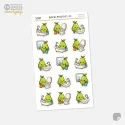 Samolepky do diáře Hruška: Úklid koupelny – Kawaii mini nálepky (15 ks).