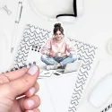 Samolepky do diáře Mia: Práce z domova – Mia u notebooku.