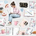 Samolepky do diáře Mia: Plánovací potřeby – nálepky do deníku, diáře, bulletu i na scrapbooking.