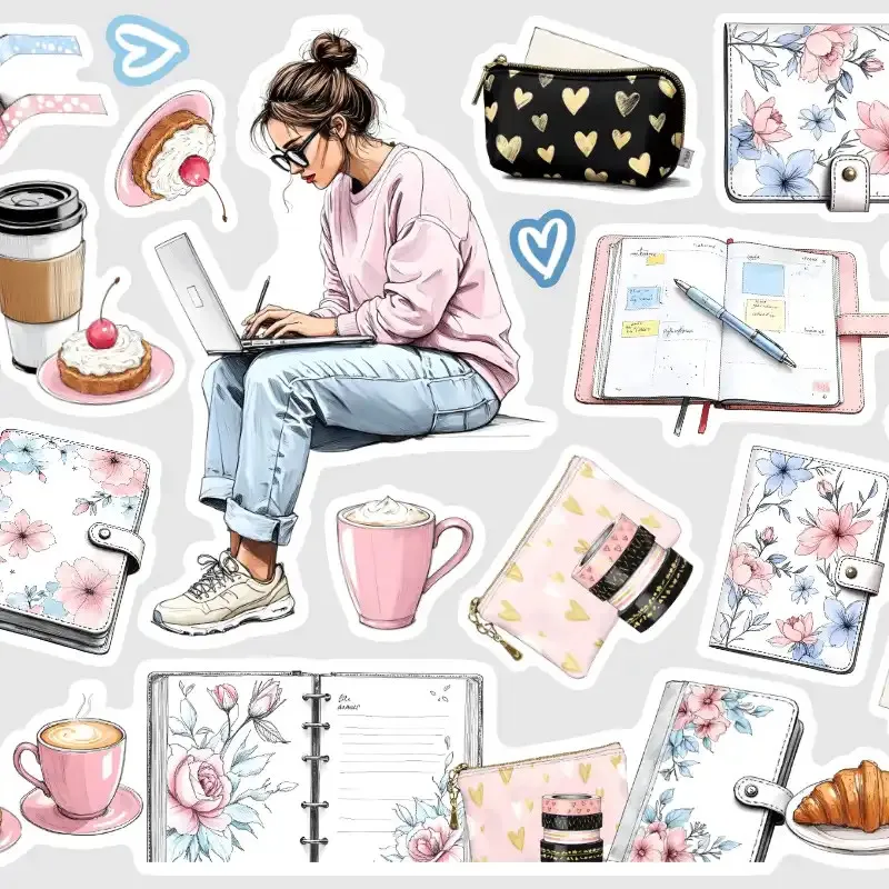 Samolepky do diáře Mia: Plánovací potřeby – nálepky do deníku, diáře, bulletu i na scrapbooking.