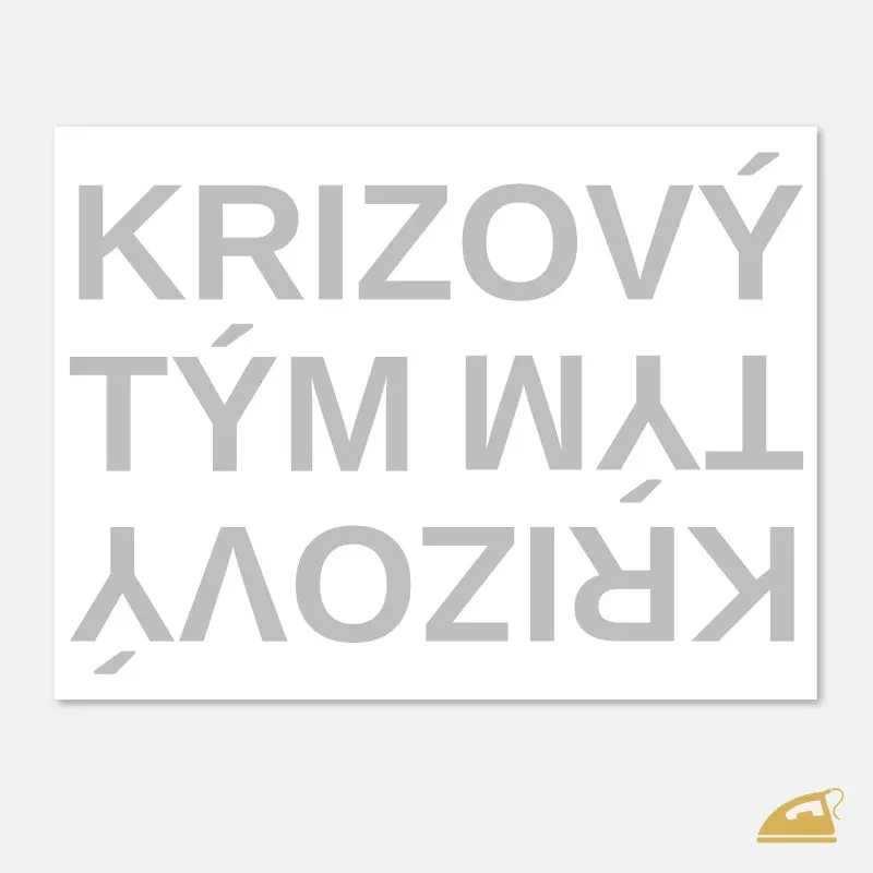 Reflexní nažehlovačka KRIZOVÝ TÝM – sada 2 ks nápisů na pracovní oděvy.
