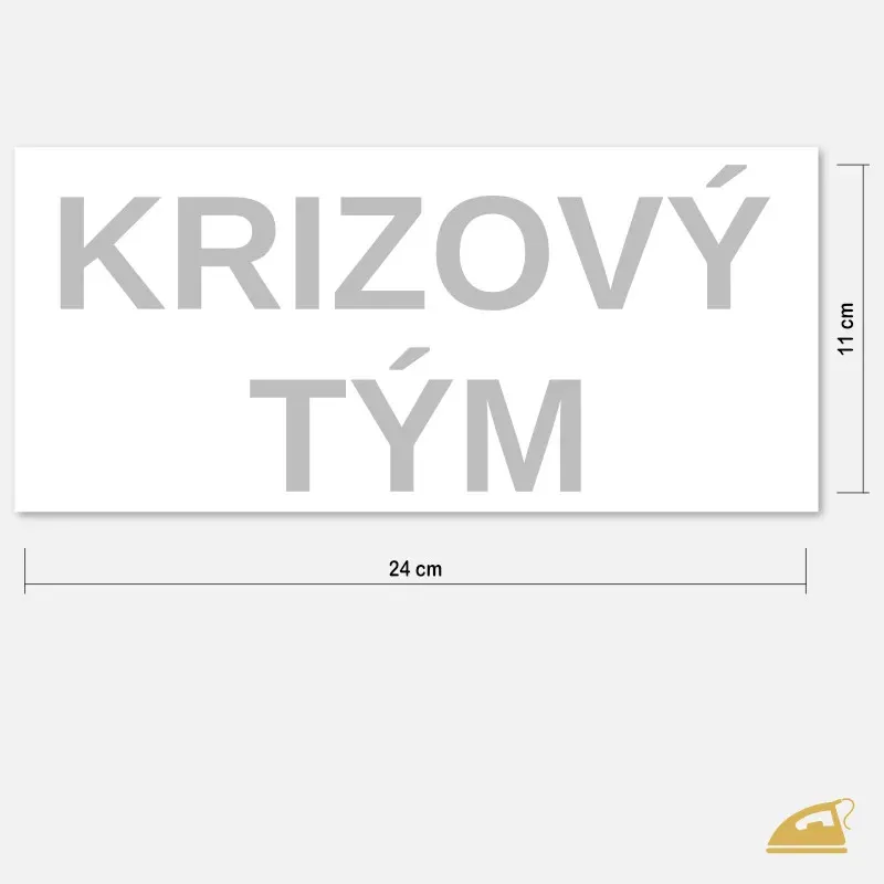 Reflexní nažehlovací nápis KRIZOVÝ TÝM na záda – snadné nažehlení žehličkou.