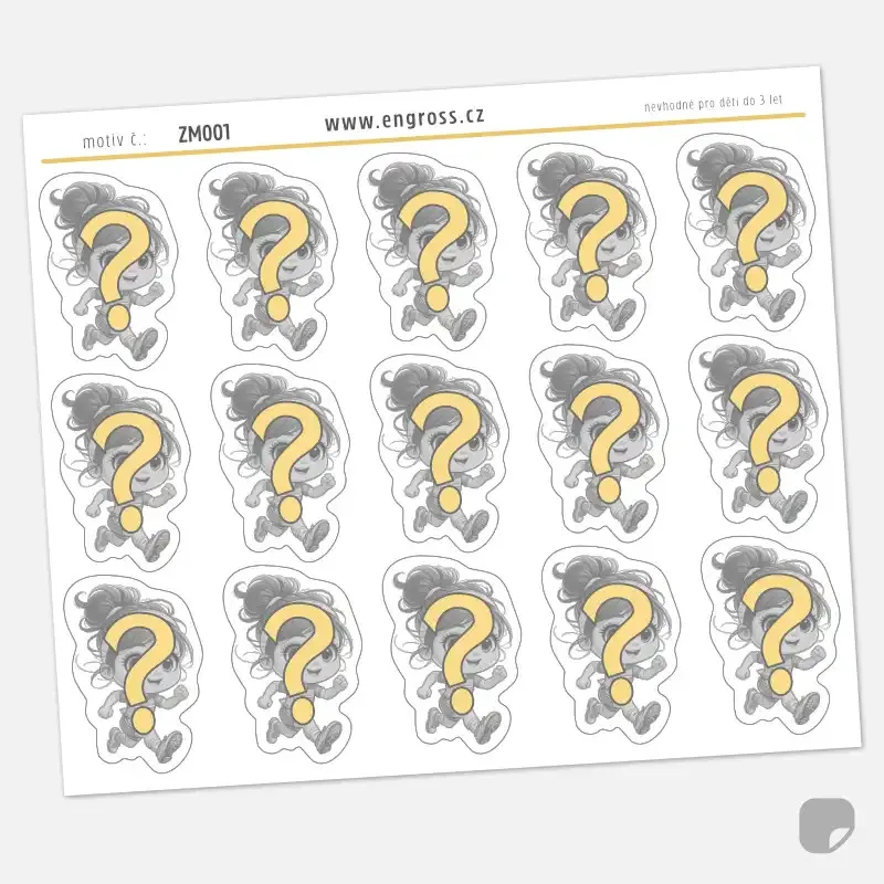 Arch kreslených samolepek pro plánování na přání.