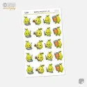 Samolepky do diáře: Péče o kočku – 20 ks mini kawaii nálepek s hruškou.