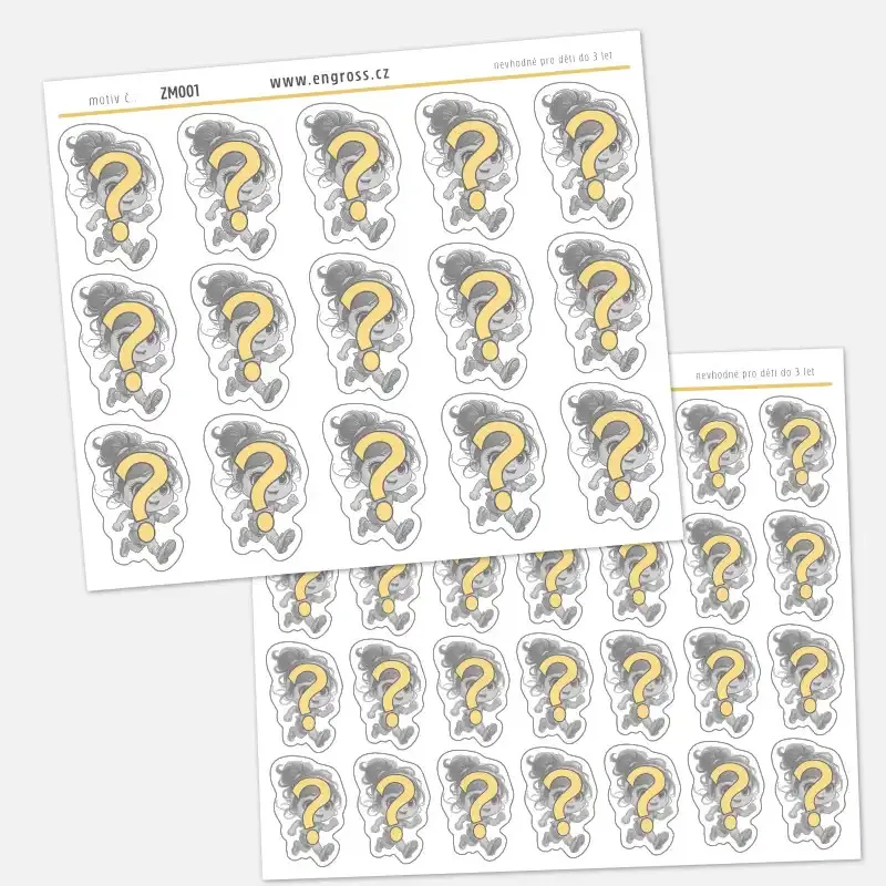 Střední a malé samolepky do diáře vyrobené na přání zákazníka.