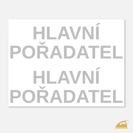 Reflexní nažehlovačka HLAVNÍ POŘADATEL – sada 2 ks nápisů na oděvy a vesty.